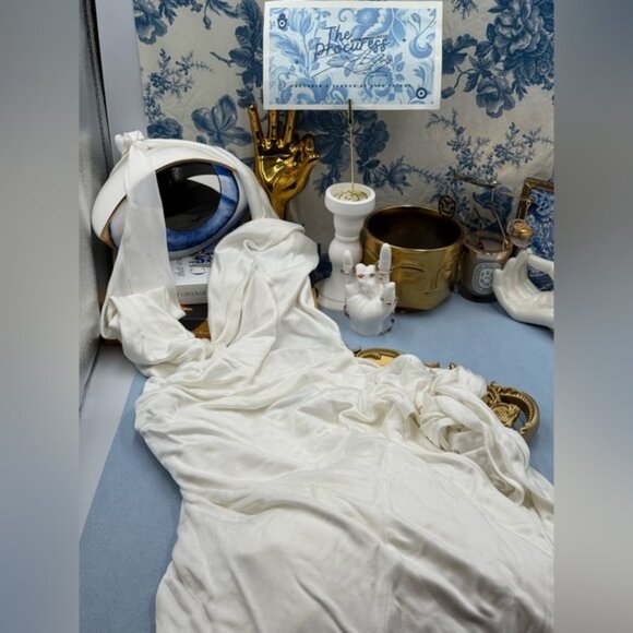 🆕 RAT & BOA 🧿 NWOT Winona White Slinky Cowl Neck Jersey Gown, Sz XXS - Picture 11 of 15